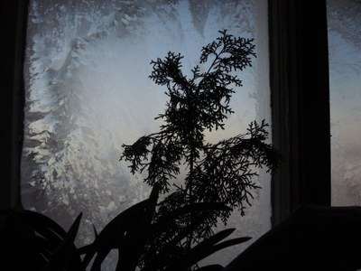 Вид в окне в Ночь перед Рождеством